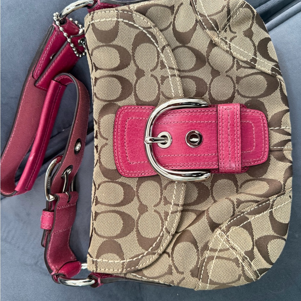 Coach Tan and Pink soho Shoulder Bag